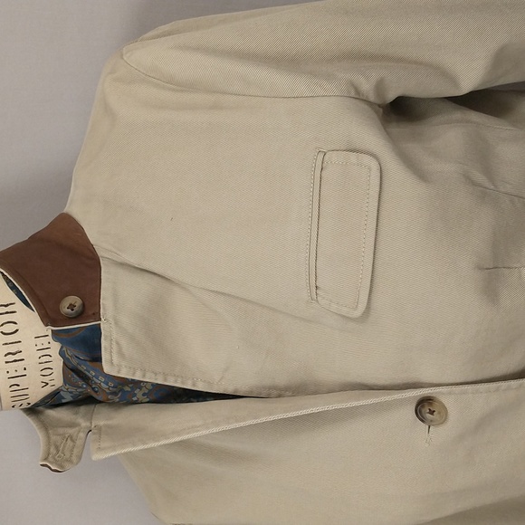 Quality Khaki Jacket Ralph Lauren Blue Label Tailored Cotton w Leather Trim sz 8 - Picture 2 of 11